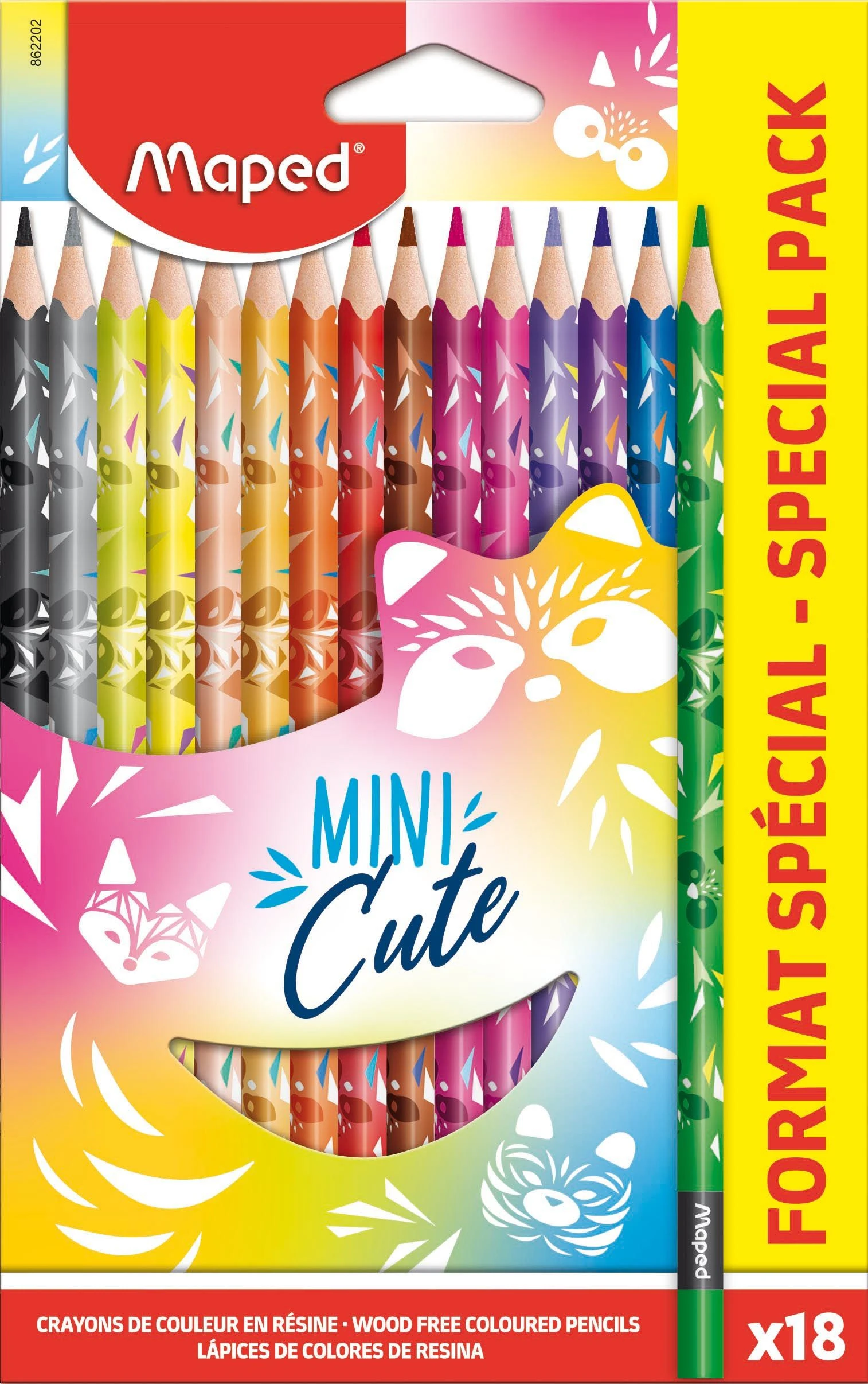 Набор цветных карандашей MAPED MINI CUTE 18 цв. пластик трехгран. корп. карт.уп.