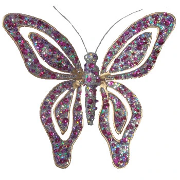 Новогодняя фигура украшение бабочка  14см 2в.