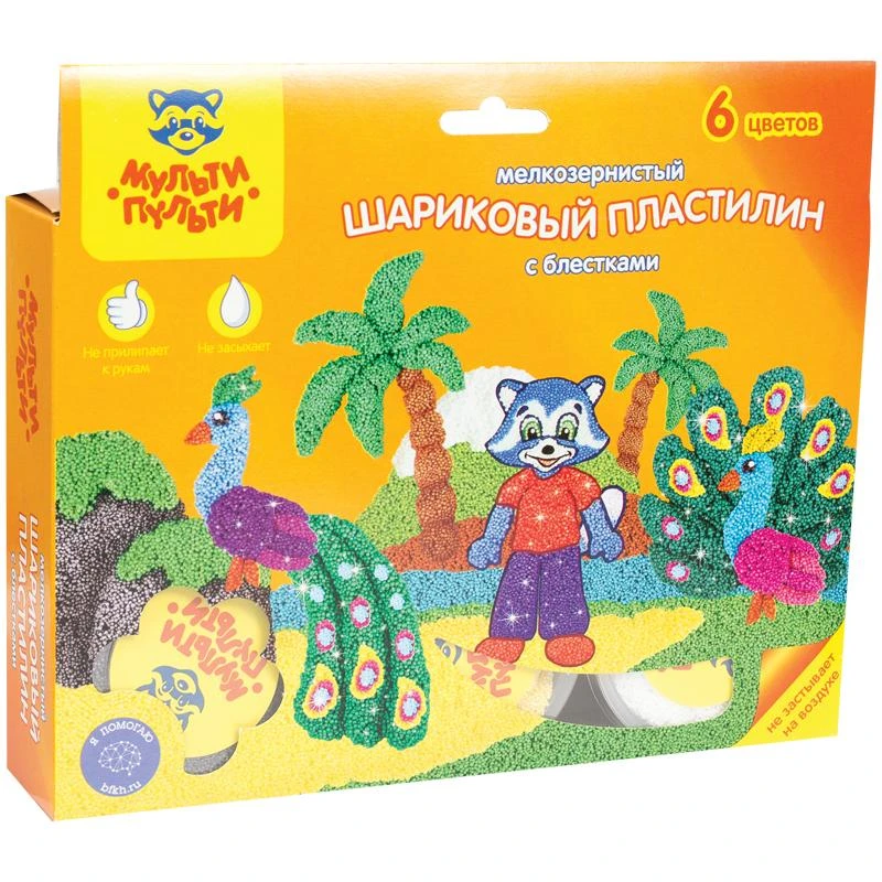 Пластилин шариковый Мульти-Пульти "Приключения Енота",06 цв., Пластилин шариковый Мульти-Пульти "Приключения Енота",06 цв.,