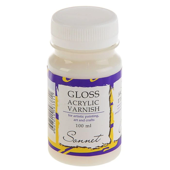 Лак акриловый глянцевый, на водной основе 100 мл, "Сонет