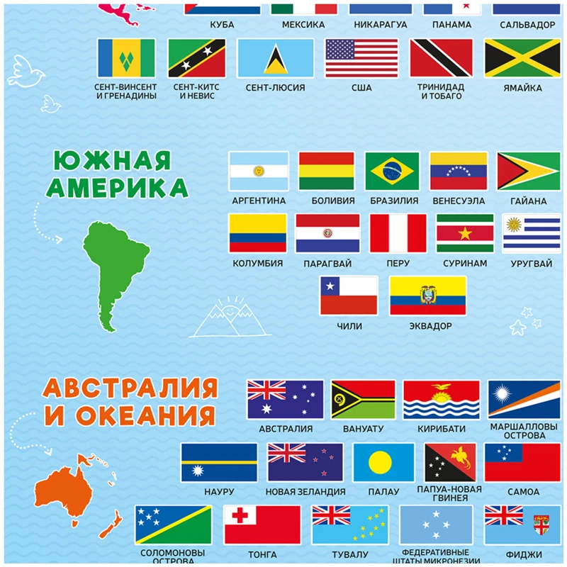 Плакат дидактический Геодом "Страны и флаги", 450*640мм