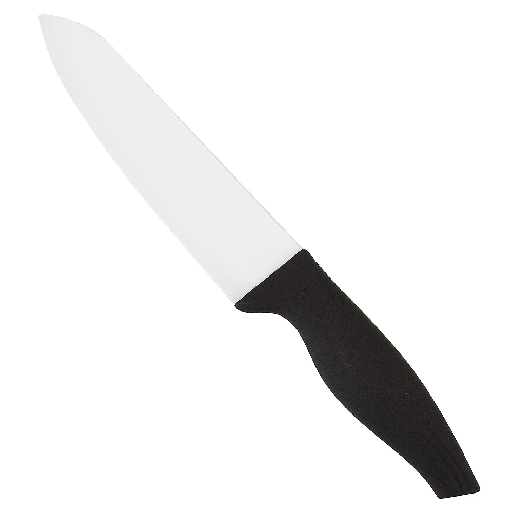 Нож керамический, белое лезвие с защитным элементом (15см), рукоятка черная
