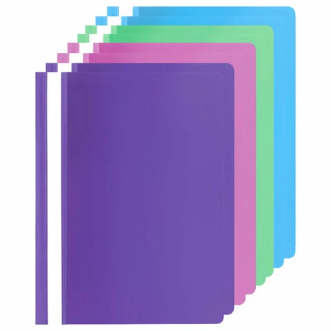 Папка-скоросшиватель, КОМПЛЕКТ 8 шт. (голубые, фиолетовые, салатовые, розовые),