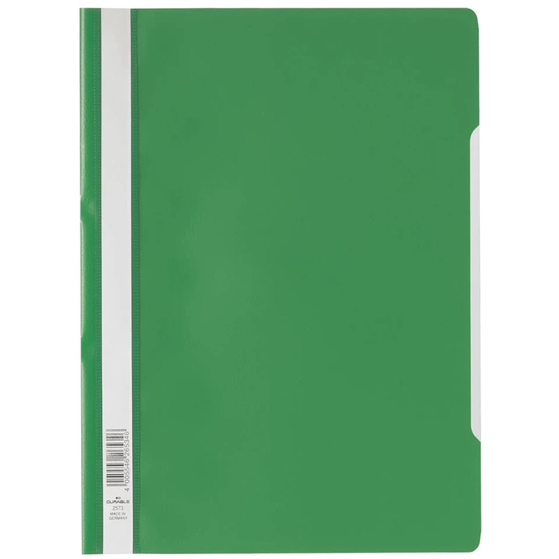 Папка-скоросшиватель пластик. Durable, А4, 180мкм, зеленая с прозр. верхом