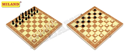 Шахматы, шашки деревянные 2 в 1 (поле 24 см) фигуры из пластика P00037 М