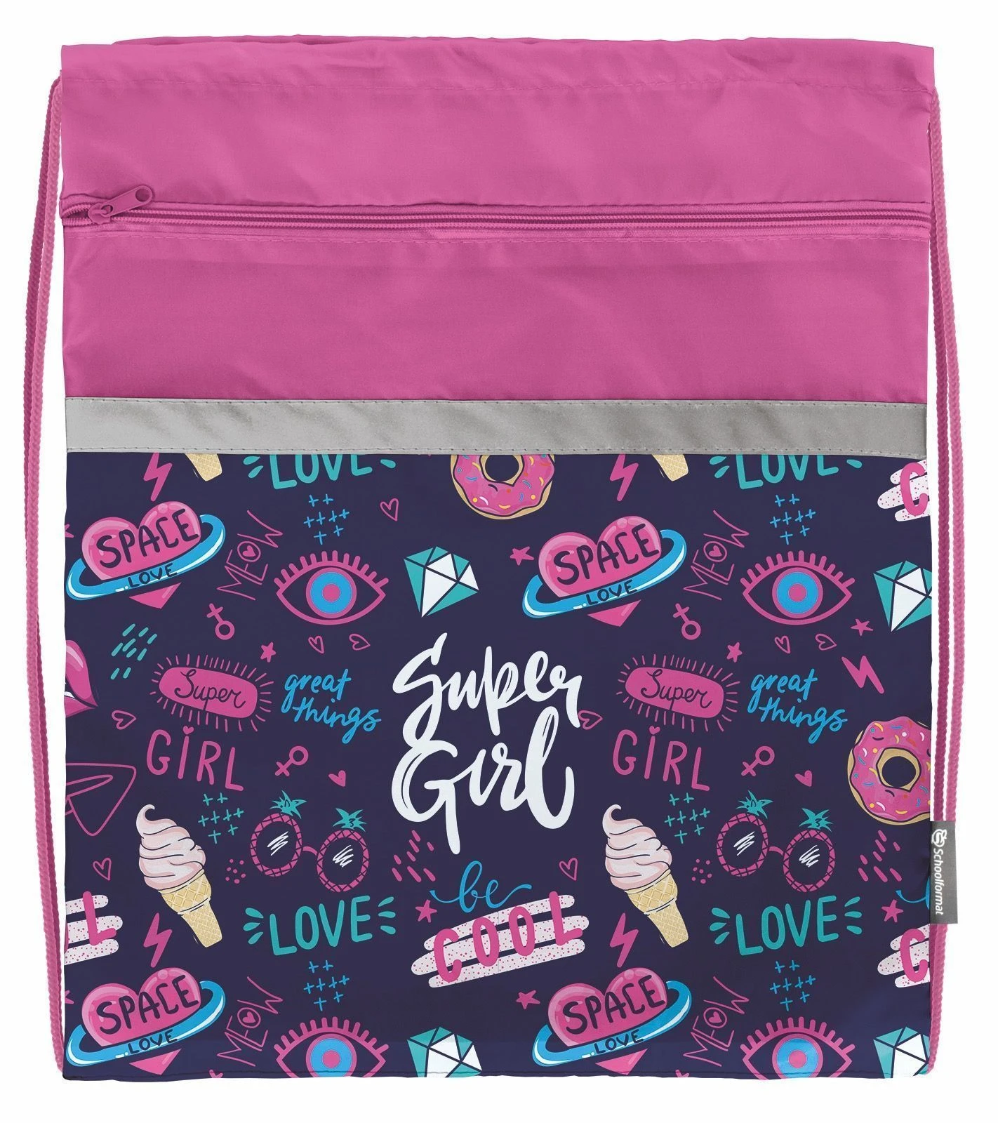 Мешок для обуви Schoolformat SUPER GIRL 42х34 см для девочек с карманом