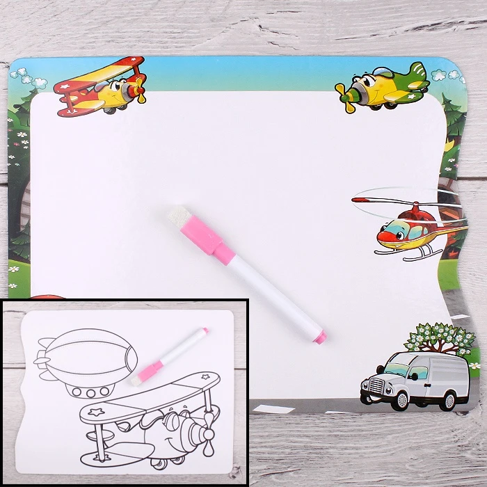 Набор для детей 2 в 1 (доска для рисования + раскраска+маркер) Набор для детей 2 в 1 (доска для рисования + раскраска+маркер)