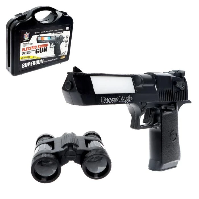 Пистолет Desert Eagle с биноклем, свет, звук, работает от батареек