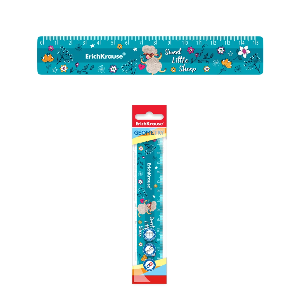 Линейка пластиковая ErichKrause® Flower Sheep, 15см, во флоупаке Линейка пластиковая ErichKrause® Flower Sheep, 15см, во флоупаке