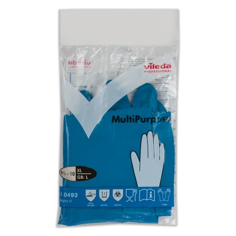 Перчатки хозяйственные резиновые VILEDA многоцелевые, с х/б напылением, прочные,