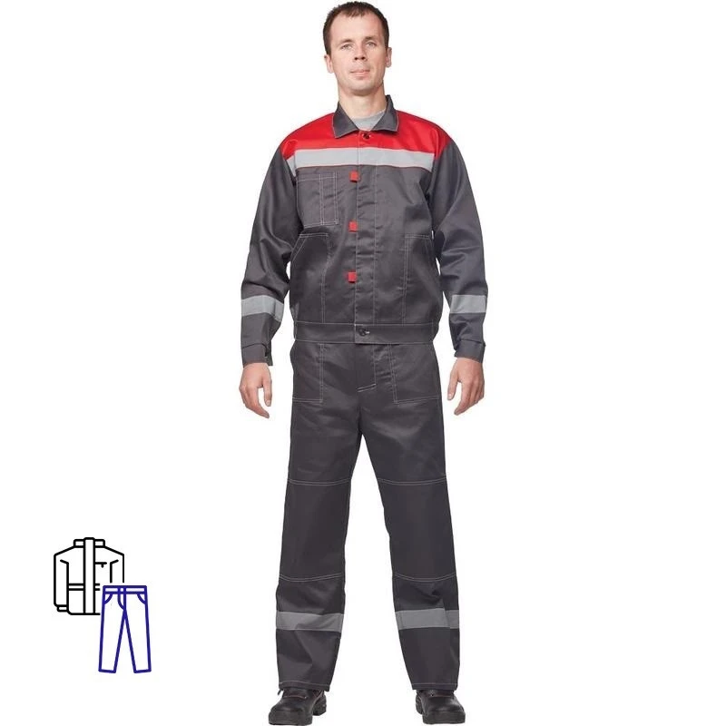 Спец.одежда летняя Костюм муж. л20-КБР сер/красн (р.44-46) 170-176