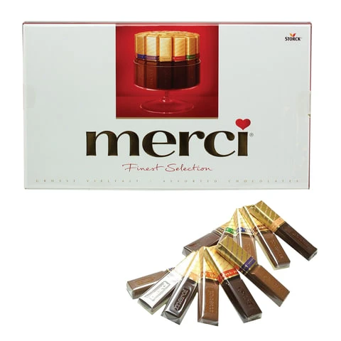 Конфеты шоколадные MERCI (Мерси), ассорти, 400 г, картонная коробка,