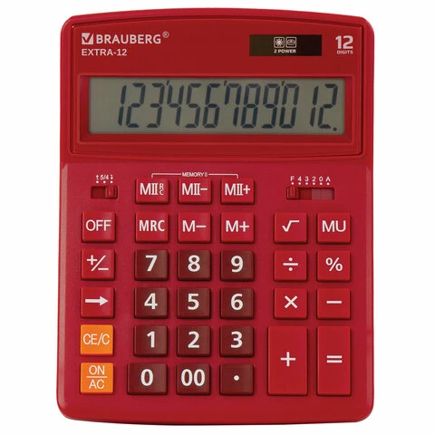Калькулятор настольный BRAUBERG EXTRA-12-WR (206x155 мм), 12 разрядов, двойное