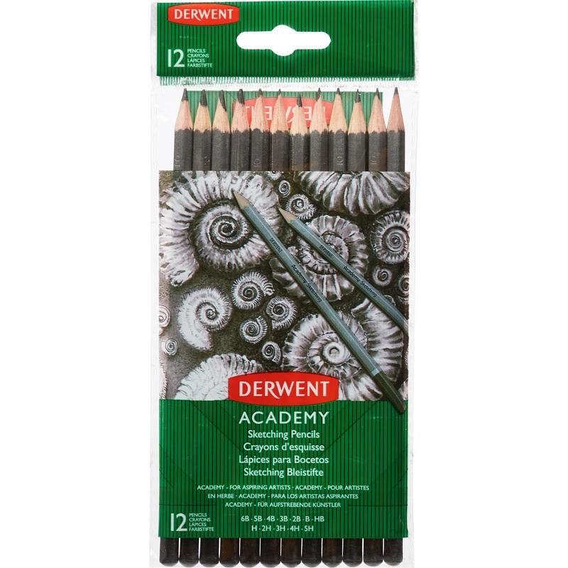 Набор карандашей черногр. Derwent Academy Sketching Hang Pack 12шт 5H-6B