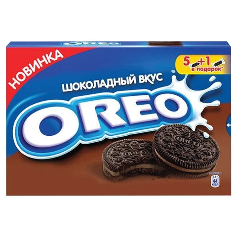 Печенье OREO (Орео) шоколадное, начинка со вкусом шоколада, 228 г, картонная