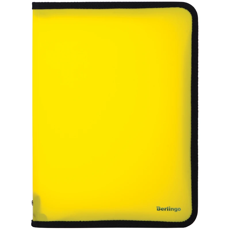 Папка на молнии Berlingo, А4, 500мкм, желтый неон