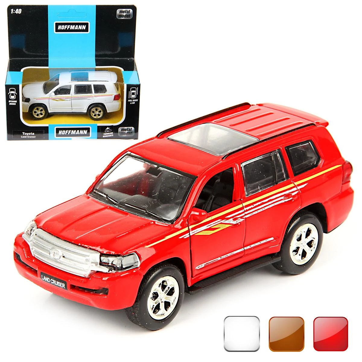 Машина металлическая Toyota Land Cruiser 1:40, дв. откр., инерц., свет Машина металлическая Toyota Land Cruiser 1:40, дв. откр., инерц., свет