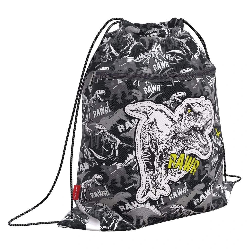 Мешок для обуви Erich Krause с карманом на молнии 500х410мм Dinosaur Park