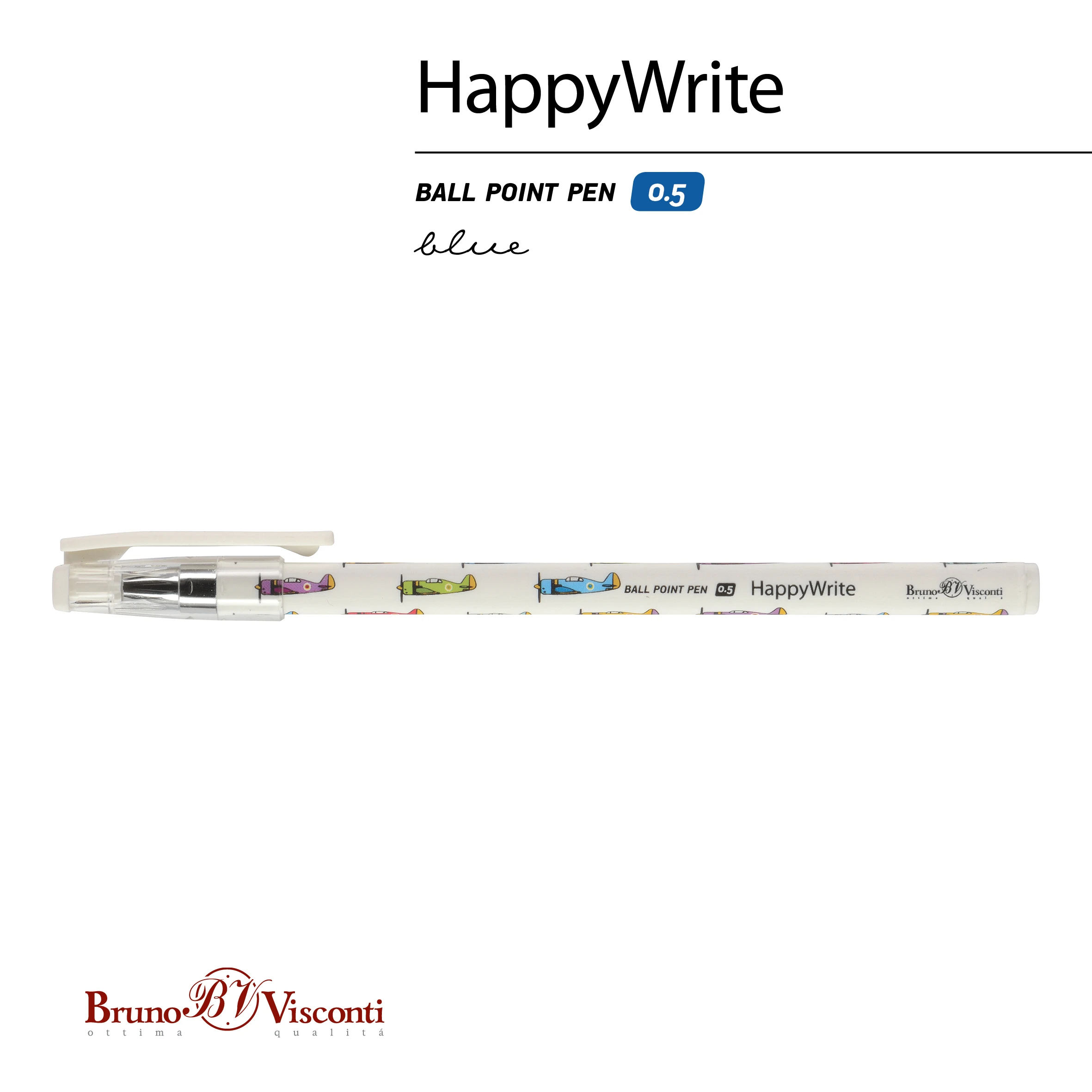 РУЧКА "HappyWrite. Happy boy. Самолетики" ШАРИКОВАЯ 0.5 ММ, СИНЯЯ