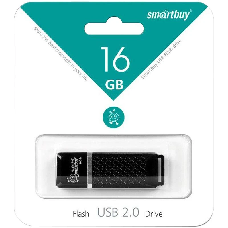 Память Smart Buy USB Flash 16GB Quartz черный: SB16GBQZ-K штр.:  4690626026537