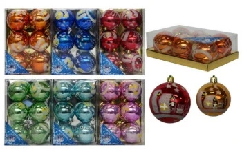 Новогодний шар блестящий деревня 7см 6шт.в блестящий кор/ПВХ 6цв. Новогодний шар блестящий деревня 7см 6шт.в блестящий кор/ПВХ 6цв.