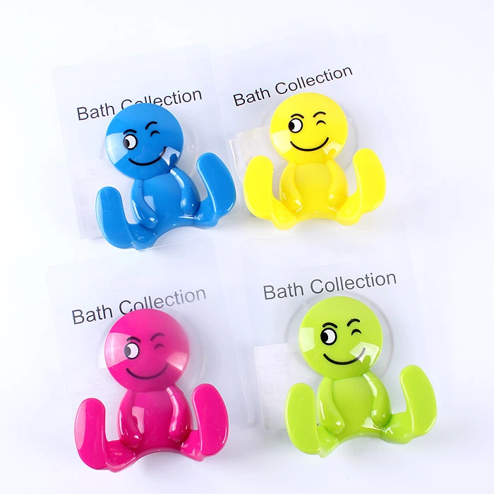 Крючок декоративный пластиковый 7*7,5см на присоске "Человечек" цвет