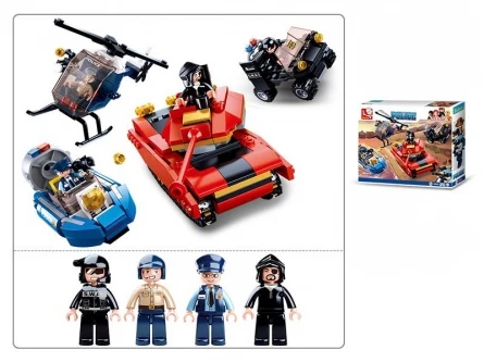 Конструктор пластиковый. SLUBAN Полиция. Городская полиция (460 деталей, 4 Конструктор пластиковый. SLUBAN Полиция. Городская полиция (460 деталей, 4