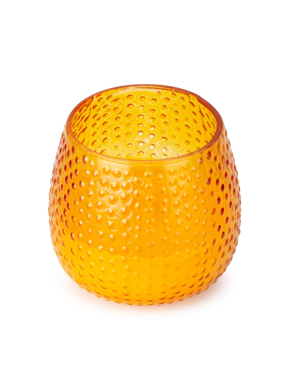 Свеча в текстурном цветном стакане желтая 8х7.5см 25ч
