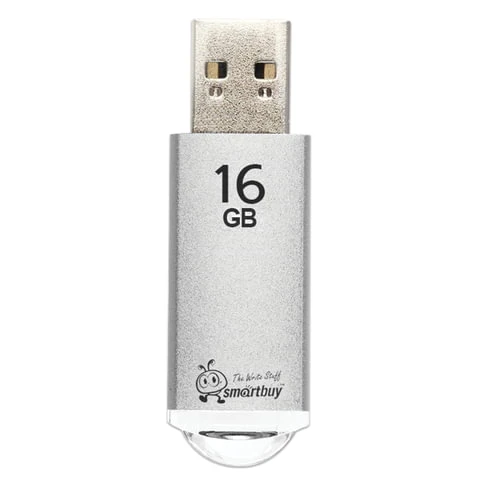 Флеш-диск 16 GB, SMARTBUY V-Cut, USB 2.0, металлический корпус, серебристый,