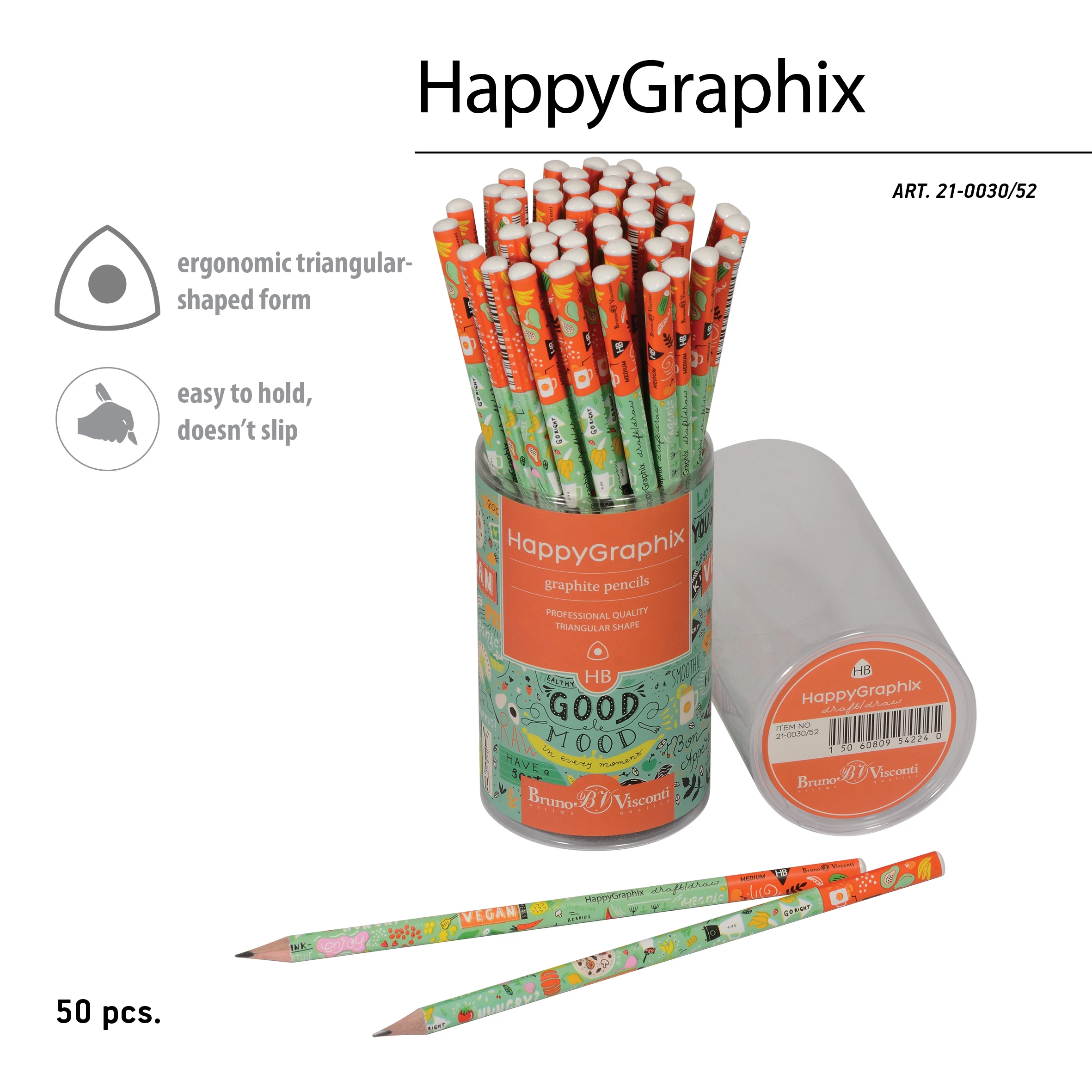 КАРАНДАШ ЧЕРНОГРАФИТОВЫЙ "HappyGraphix. Веган. Тыква" НВ