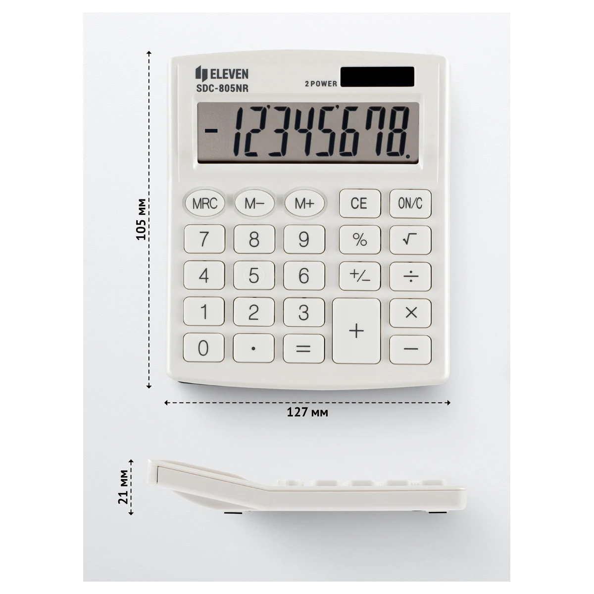 Калькулятор настольный Eleven SDC-805NR-WH, 8 разр., двойное питание,