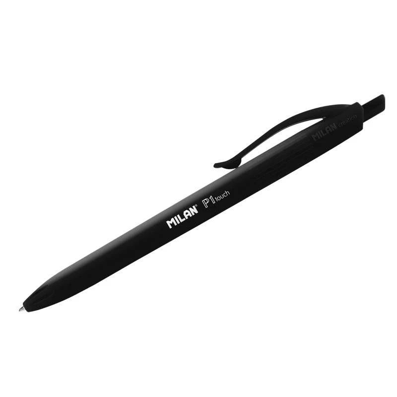 Ручка шариковая автоматическая "P1touch" черная, 1мм, софттач: