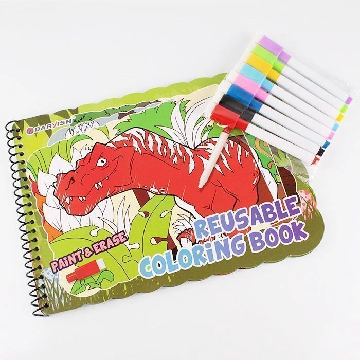 Раскраска многоразовая "Динозавры" + 8 цв.маркеров
