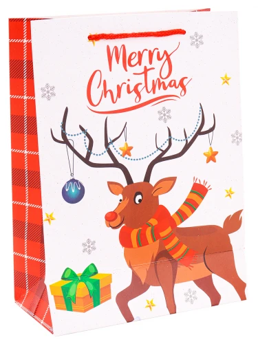 Dream cards Пакет подарочный с мат.лам. и глиттером 18х24х8,5см (M) Новогодний