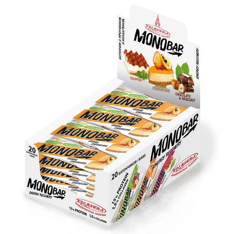Батончик Monobar апельсин с протеином и коллагеном, 45 гр Батончик Monobar апельсин с протеином и коллагеном, 45 гр