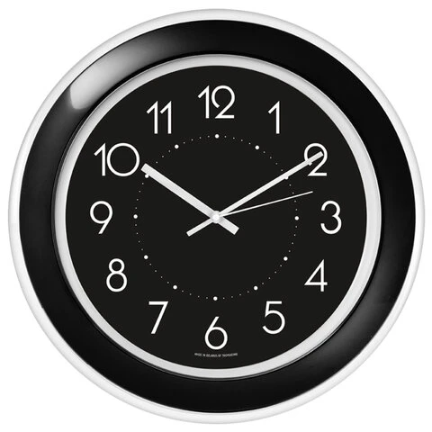 Часы настенные TROYKATIME (TROYKA) 122201202, круг, черные, черная рамка,