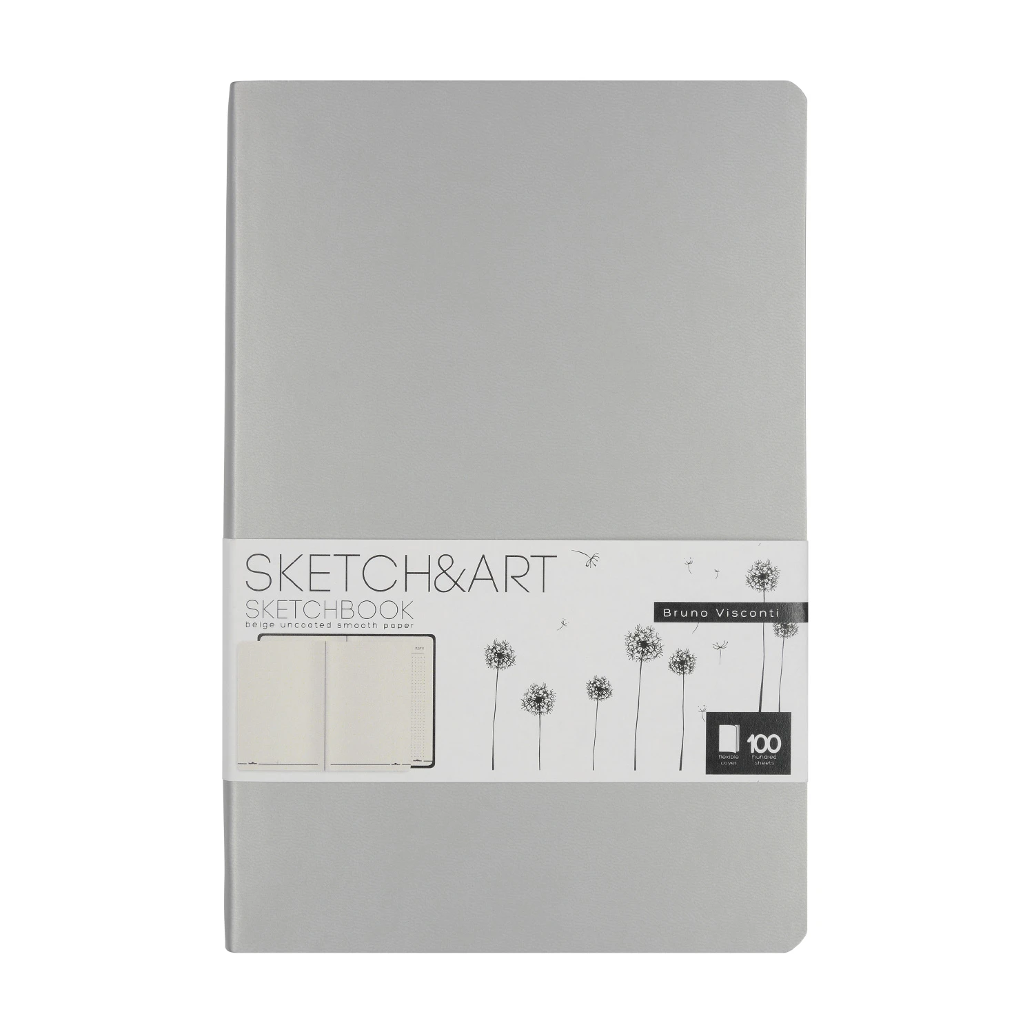 SKETCHBOOK BV, 140х210 мм, 100 л., БЕЖЕВЫЙ 100 гр. В МЯГКОМ ПЕРЕПЛЕТЕ (СЕРЕБРО)