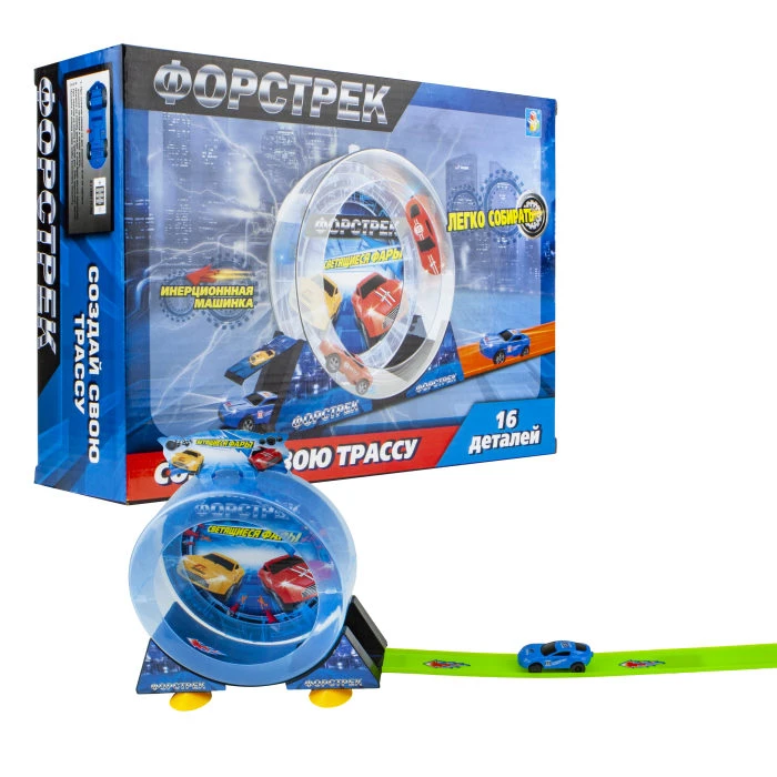 1toy Форстрек автодром, 1 машинка, барабан. Т16061