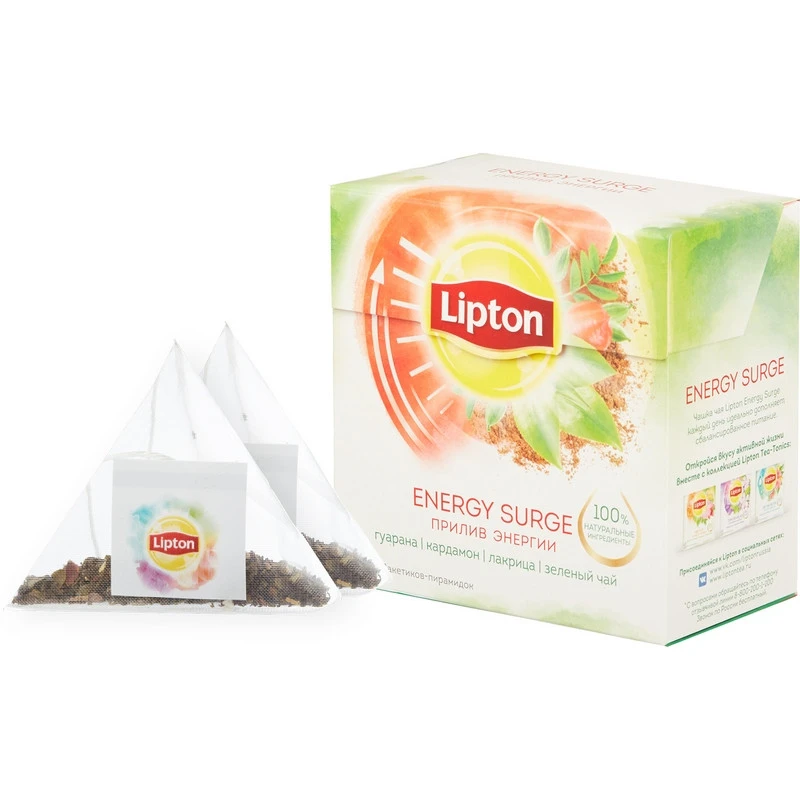Чай Lipton Energy Surge зеленый с травами 20 пир.