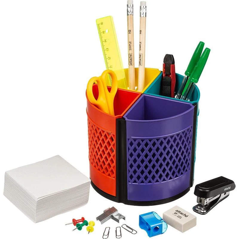 Набор настольный Attache Квартет 16 предметов радуга 8отеделний вращающийся Набор настольный Attache Квартет 16 предметов радуга 8отеделний вращающийся