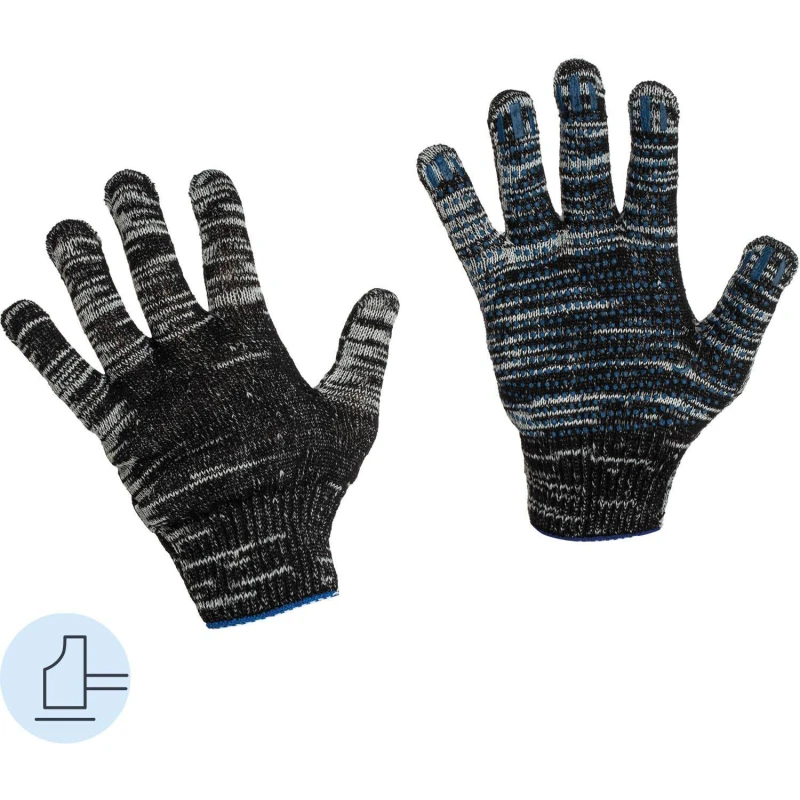 Перчатки защитные трикотажн с ПВХ Точка 5нитей 52г 10кл 300пар/уп (графит)