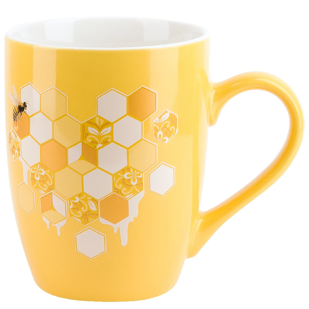 Кружка фарфоровая (иммитация золота) "Sweet Honey" v=360мл. (4 вида)