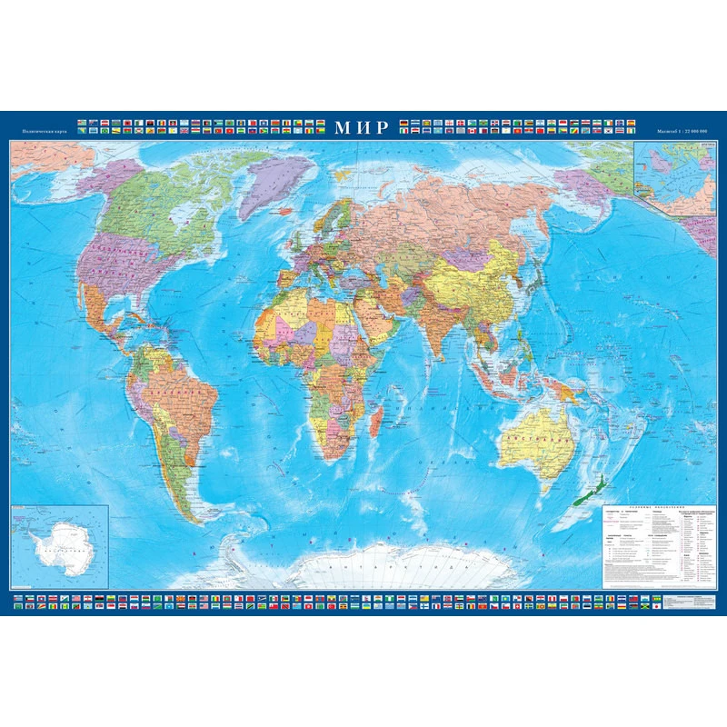 Настенная карта Мир 1,5х1,05м 1:22млн политическая 969684