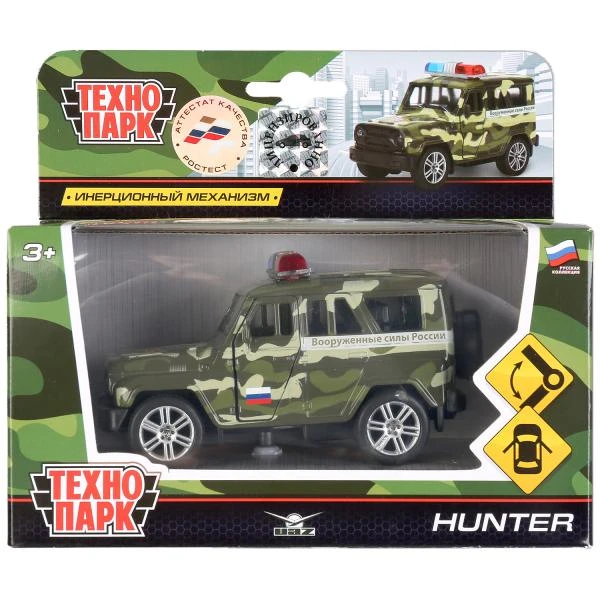 Машина металл UAZ HUNTER вс 11,5 см, инерция, открыв. двери, багажник, в кор