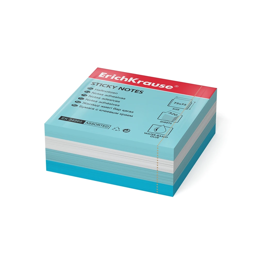 Бумага для заметок с клеевым краем Erich Krause Aqua, 75х75 мм, 320 листов, 4
