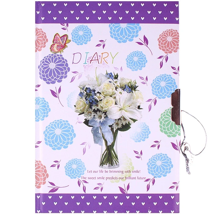 Блокнот 12,5*18,8см 50 листов на замке в линейку с блёстками