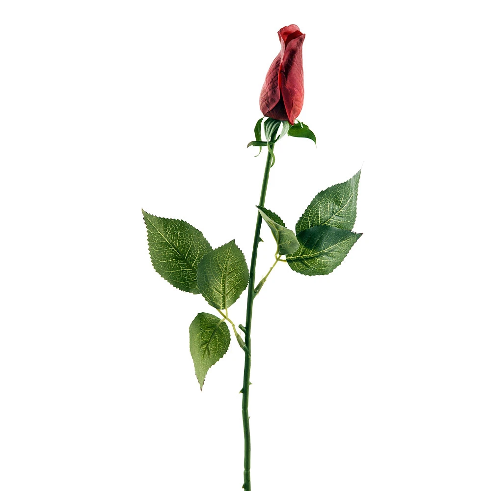 Цветок искусственный (на ножке) "Бордовая роза" h=45см.(real touch)