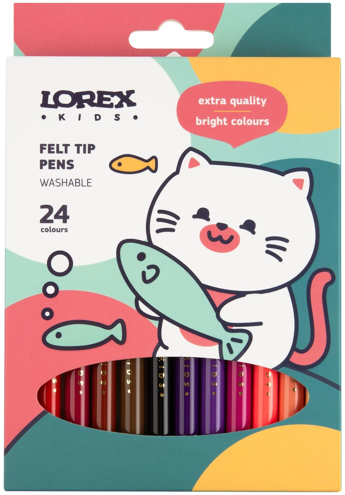 Фломастеры LOREX KIDS стандартные 24 цв. кругл. корп. смываемые карт. упак.