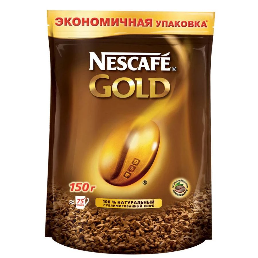 Кофе раствор. сублим. 150г NESCAFE GOLD пакет