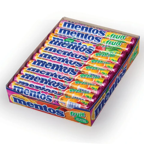 Жевательное драже MENTOS (Ментос) "Фруктовый", 37 г, 253